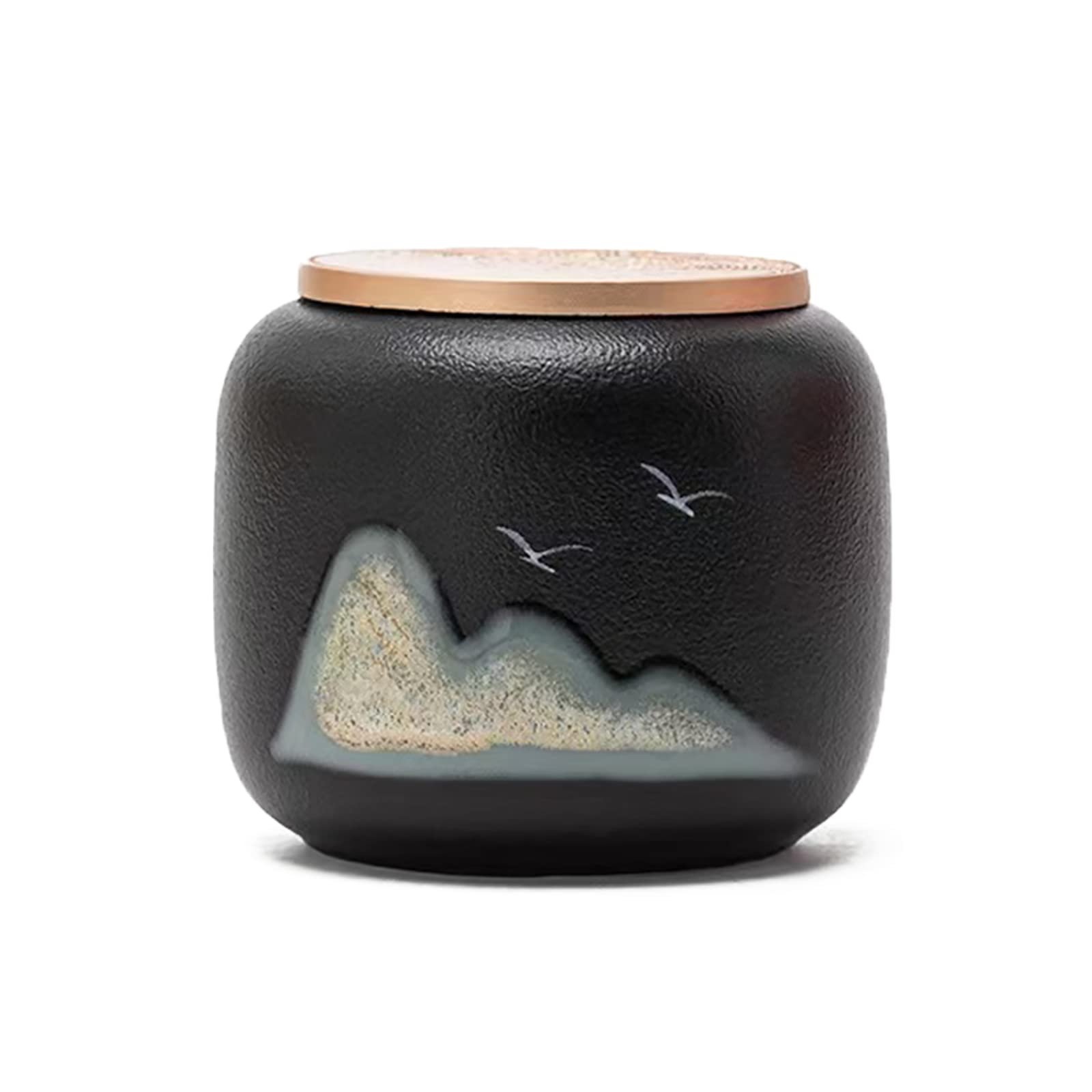 NS Online Black Small Urn Ashes Keepsake - 3 inches Ceramics Sharing Memorial Small Urn, Capacity 10 Cubic inches Memorial urn for Human, Pets - Qnty 1