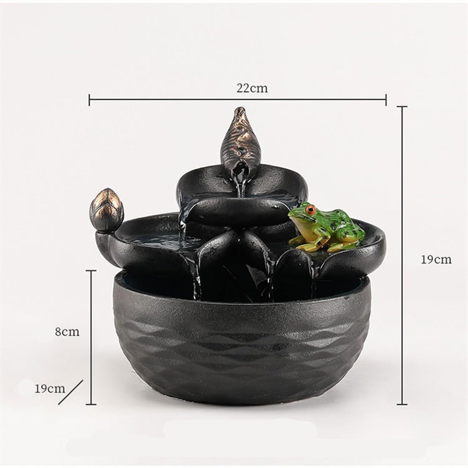 Fuente de Mesa Decorativa para Interior, Fuente de Agua con Cascada, de cerámica, con Bola de Cristal, Bomba de Agua, Zen, decoración para salón, Oficina, Escritorio, 22 x 19 x 16 cm