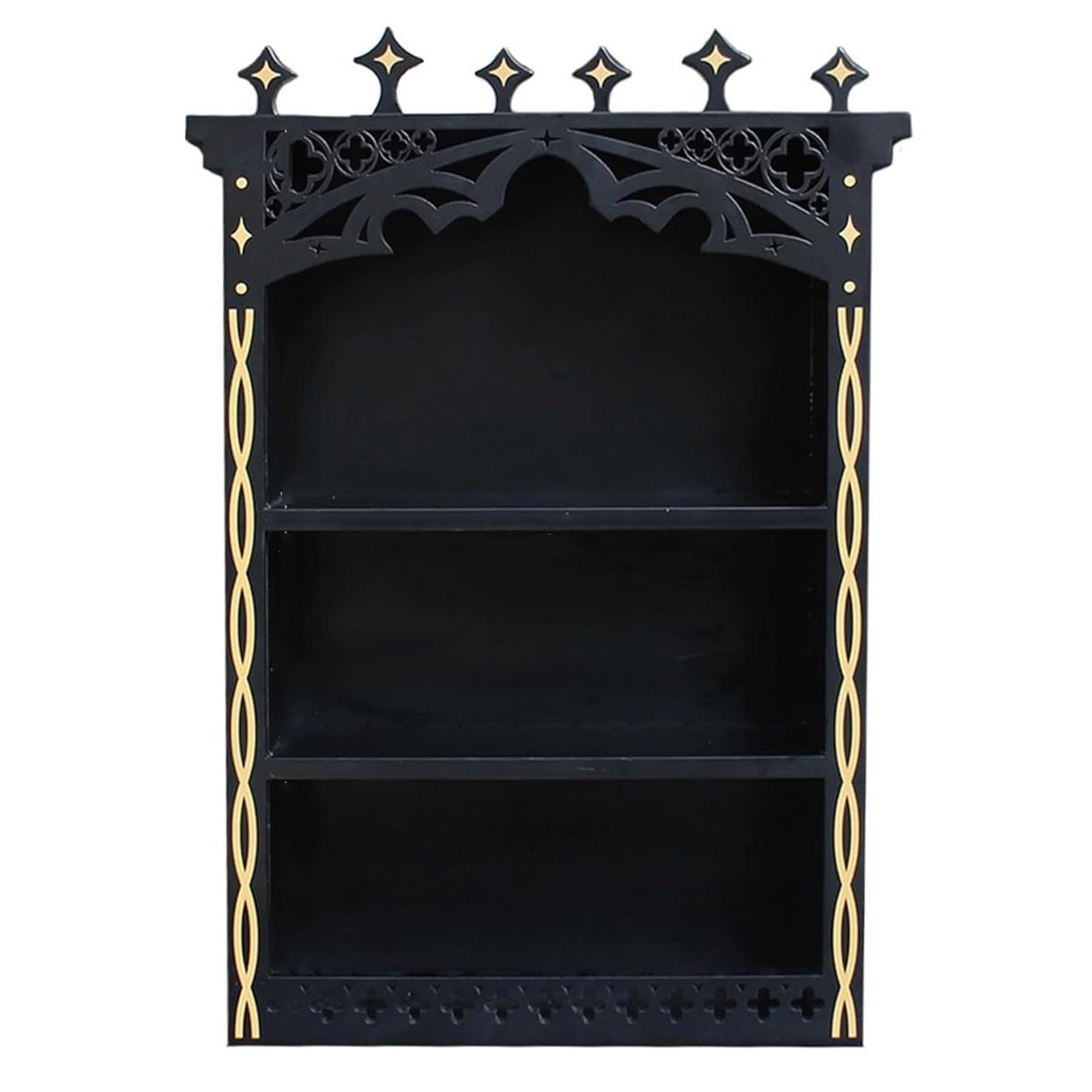 Kalttoy Large Gothics Crystal Display Shelf for Wall, Wooden Stones Rocks Storage Holders Organizers, Spiritual Gift Large Gothics Crystal Display Shelf for Wall
