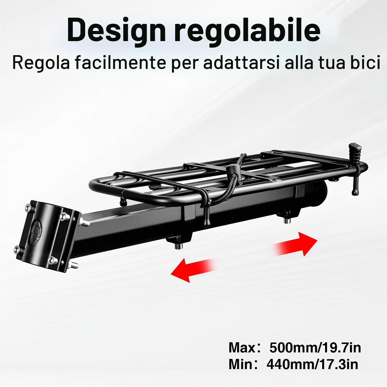 MEGHNA Portapacchi universale per bicicletta posteriore, portata 30 kg, regolabile per ruote da 20 – 29 pollici, robusto portapacchi in alluminio, facile da montare con attrezzi