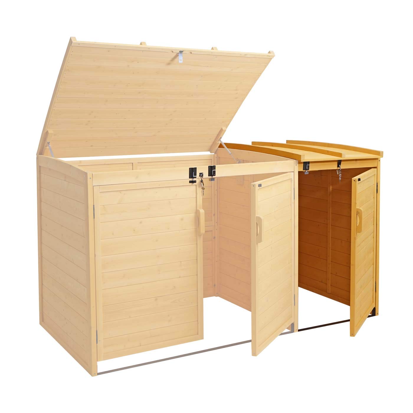 Mendler XL 1er-/2er-Mülltonnenverkleidung Erweiterung HWC-H75 - braun | Mülltonnenbox, Holz, 120x68x104cm, MVG-Zertifiziert