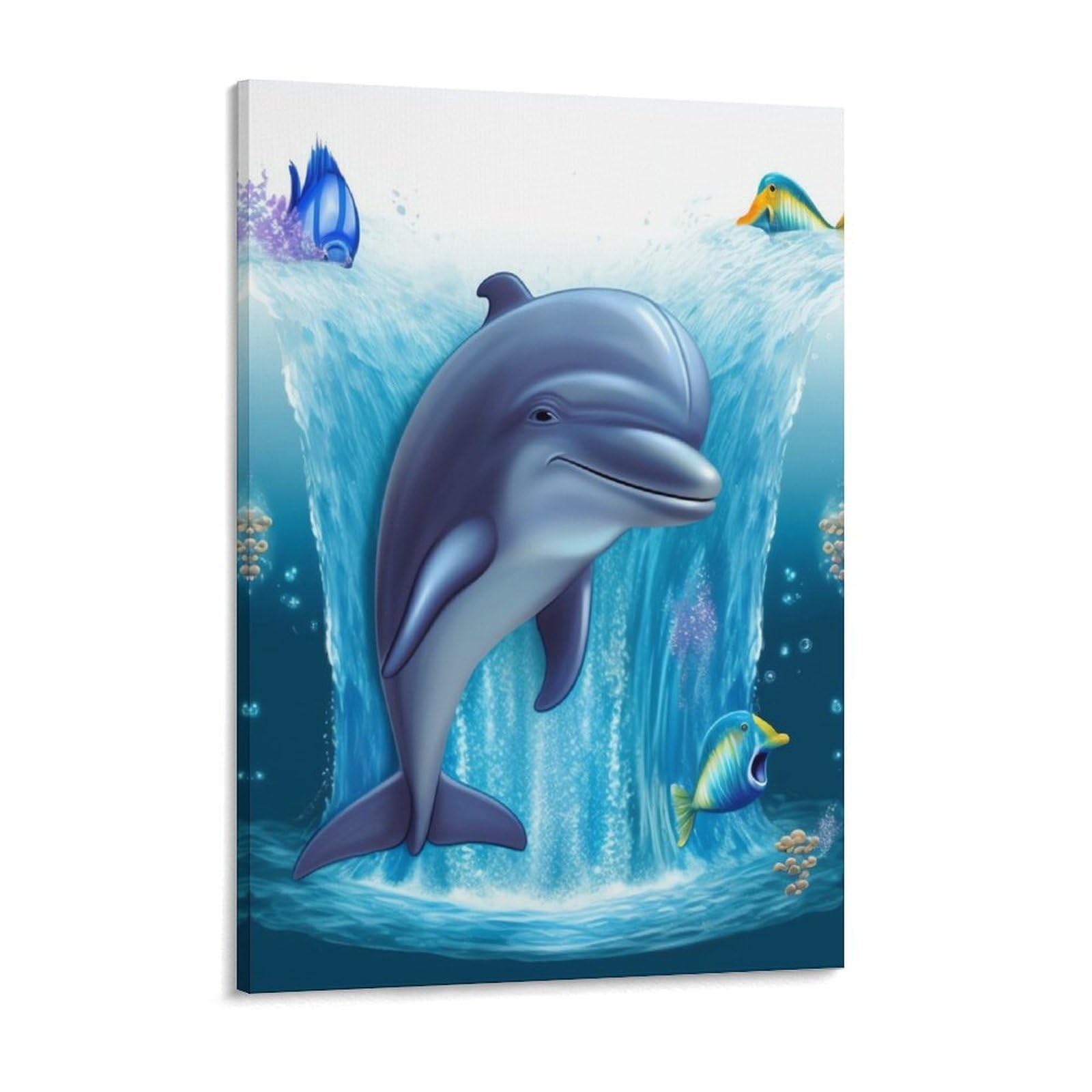 NTVOWPZO Dolphin Canvas Wall Art for Bedroom 12x16inch Canvas Prints Artwork for Walls Modern Picture Artwork Painting for Living Room Aesthetic Wall Paintings for Bathroom Kitchen Office Decor