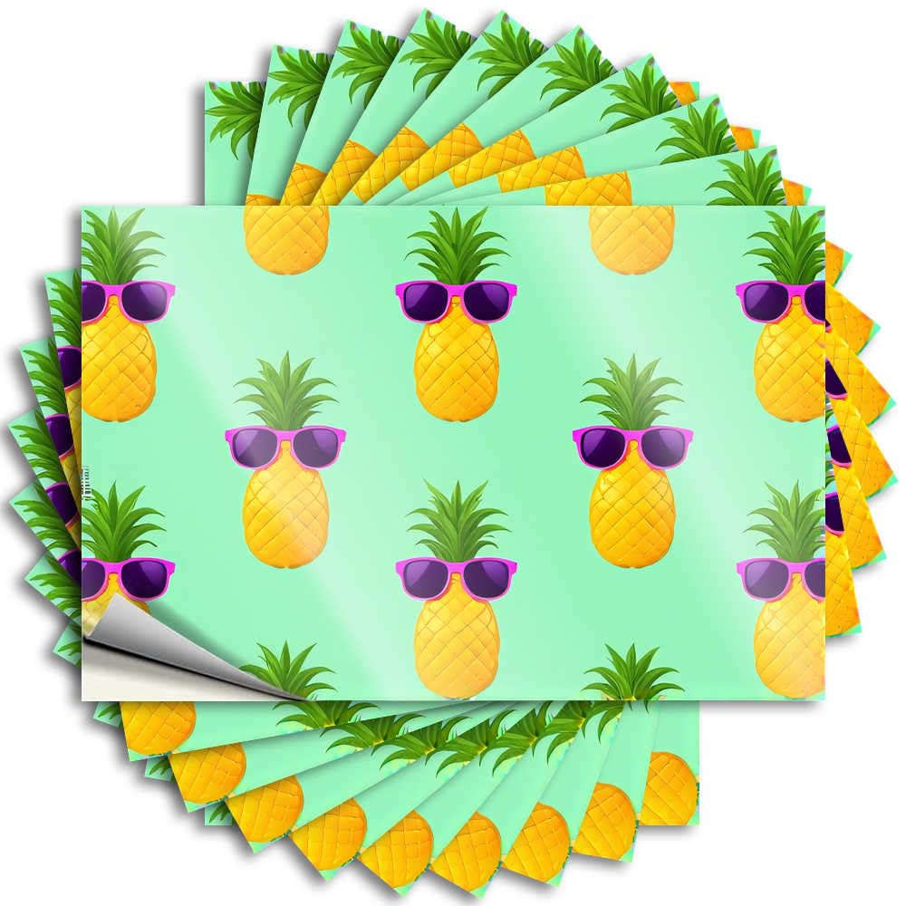 Abipuir - Fashion Pineapple Stickers for Your Car with Cool Sunglasses Stickers, 10 Pcs Mechanical Stickers (8 x 12 cm)