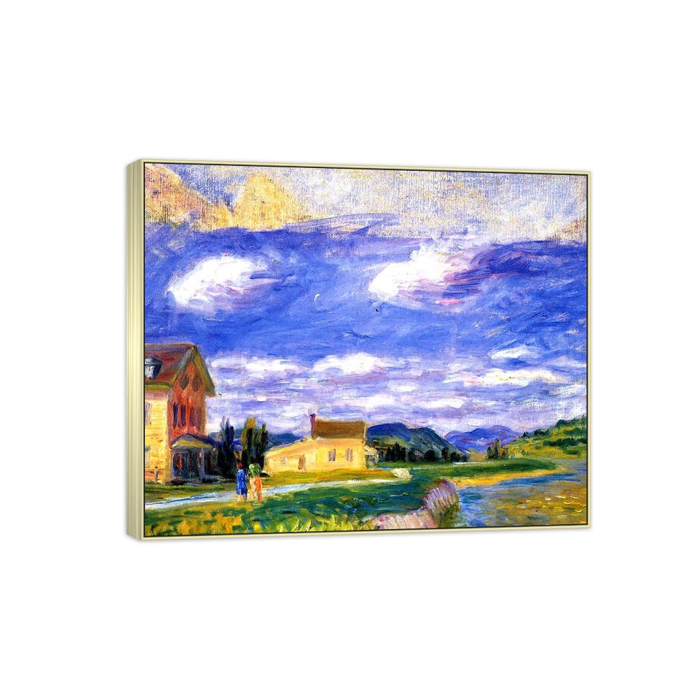 SDYSKKUG William Glackens Canvas Wall Art Prints for Living Room. Landscape 85x70cm Silver Frame