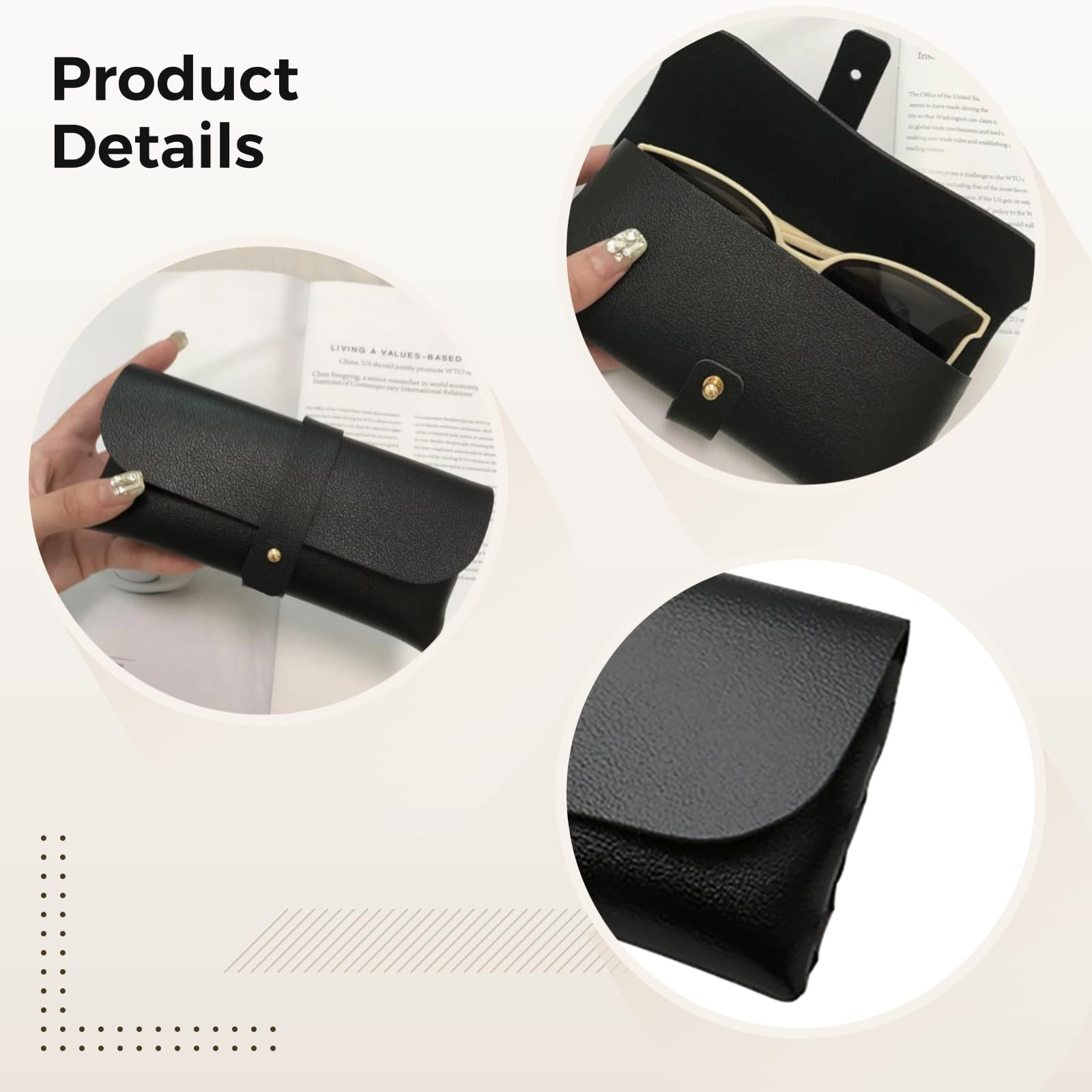 30 Stück Brillenetuis aus PU-Leder, Etui mit Klappenverschluss und weichem Samtfutter, tragbare Aufbewahrung für Sonnenbrillen, Lesebrillen und optische Brillen, stilvolles Design