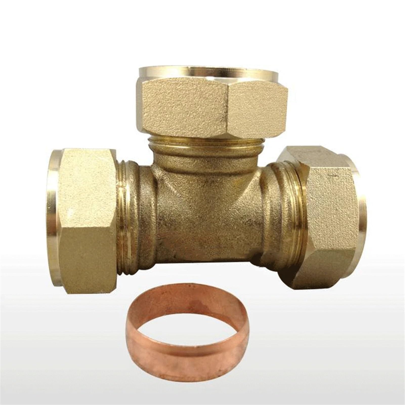 Raccordo a compressione for tubo da 6-42 mm Ghiera in ottone Unione T di riduzione uguale Giunto a compressione tipo ghiera Acqua Gas Combustibile(Color:22mmx15mmx22mm)