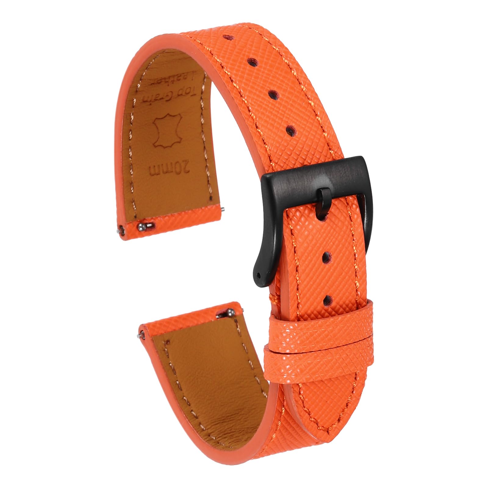 21 Mm Zwart Lederen Horlogebandje Met Croco-reliëf Met Zwarte Gesp Snelsluiting P