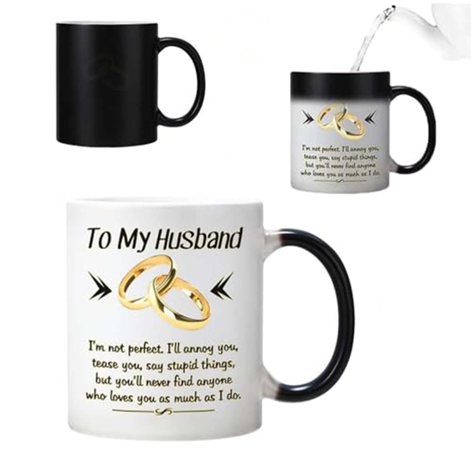 Gift for Husband from Wife, Funny Colour Changing Mug, 11-Oz Ceramic Heat Change Mug, Valentines Day Birthday Christmas Gifts for Husband, Romantic Presents for Him for Anniversary