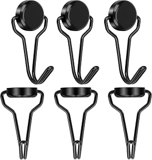 EVSIWIY 28LBS Black Magnetic Hooks Cruise Cabins for Hanging Refrigerator Fridge Grill Key Small Magnet Hook Heavy Duty Swivel Strong Cruise Magnets with Hooks Hangers Metal for Cruise Ship 6PCS