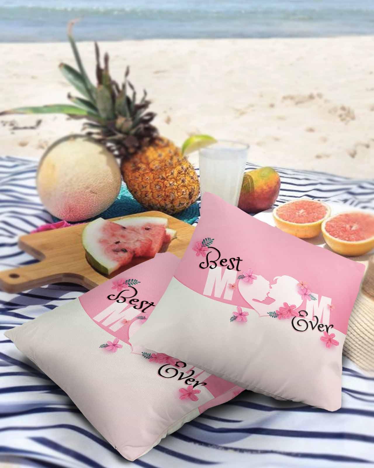 Edwiinsa Mothers Day Outdoor Pillow Covers Waterproof,All Weather Cushion Case Set of 2 Decorative Pillowcases for Sofa Couch Bed Decor Patio Furniture 20