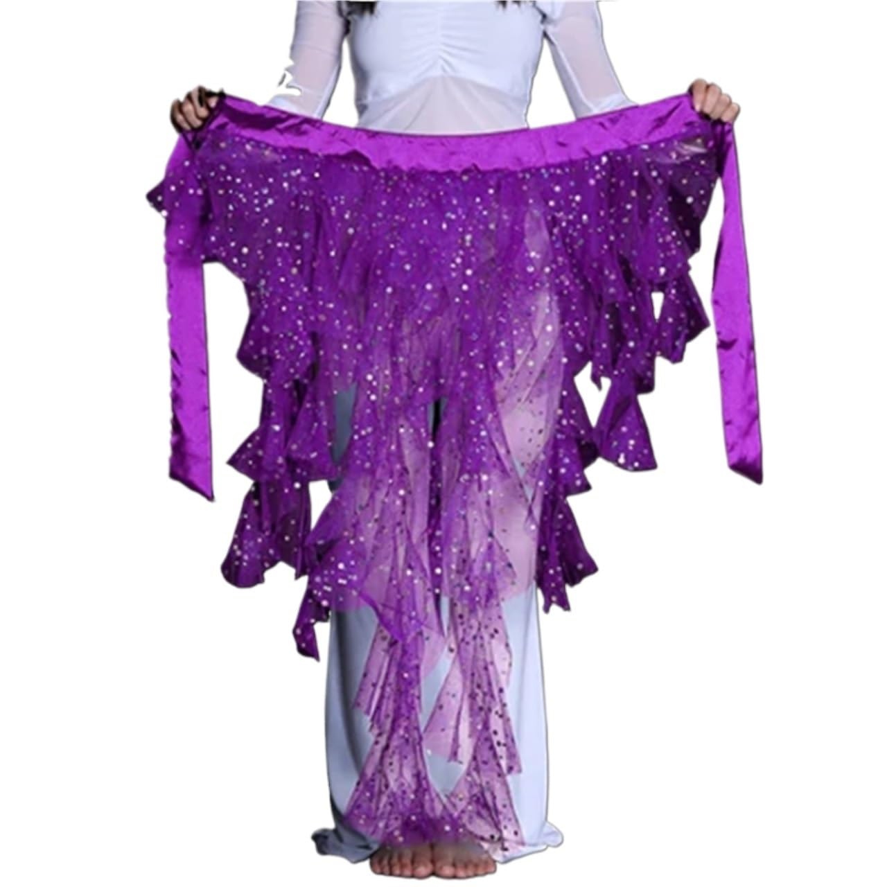 Sciarpa dell'anca di Danza del Ventre 7 Colori Cintura Gonna Avvolgente Elegante Catena con Paillettes per Feste di Danza