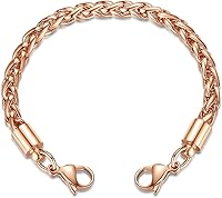 Vista 6 de LinnaLove - Pulseras de alerta médica intercambiables con cadena de trigo de acero inoxidable - (solo cadena)