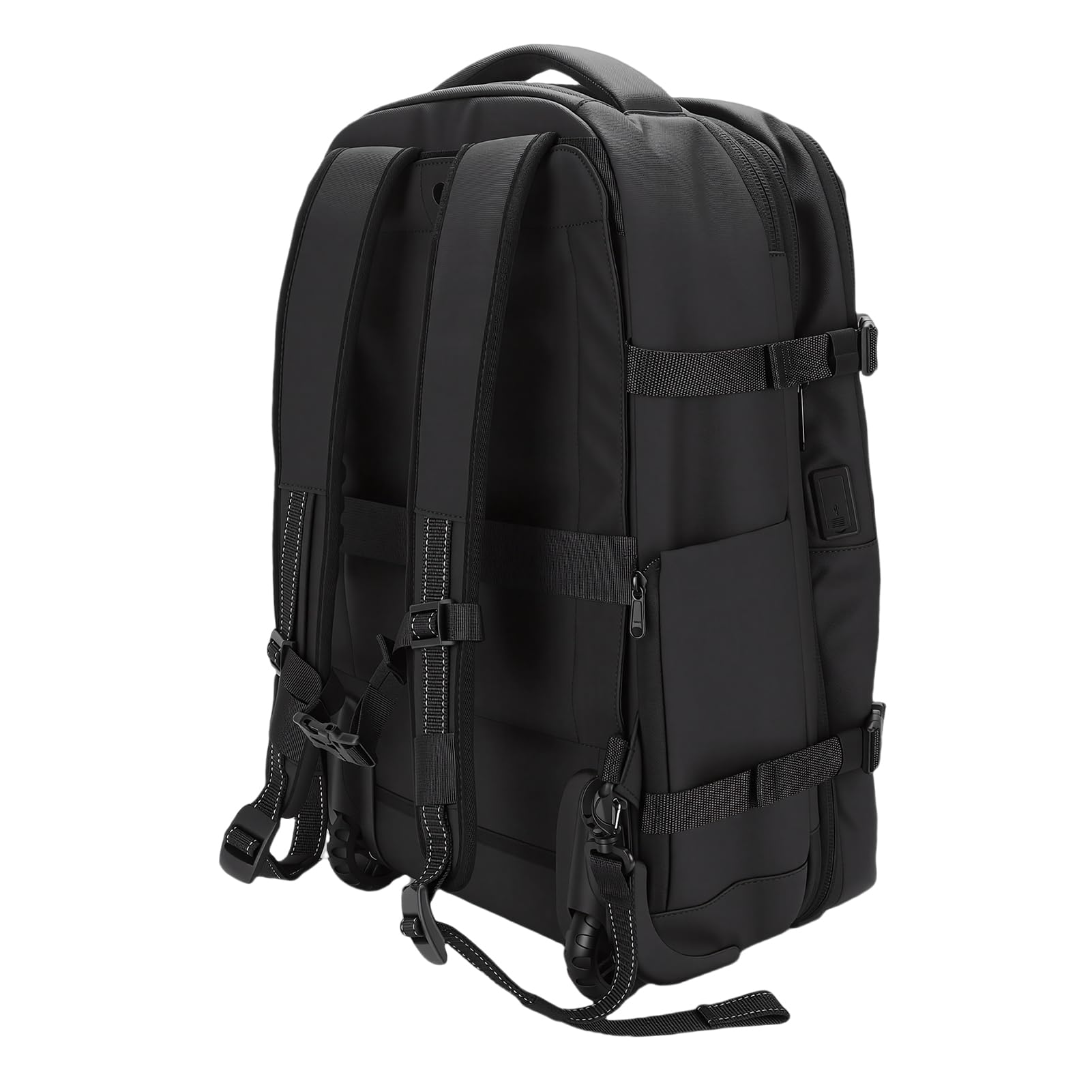 Vakuum-Rollrucksack mit Rädern, Ausziehbar 25L/30L/60L, Wasserdichter USB Typ-C Schnellladefunktion Rucksack für Reisen Geschäftsreisen Outdoor