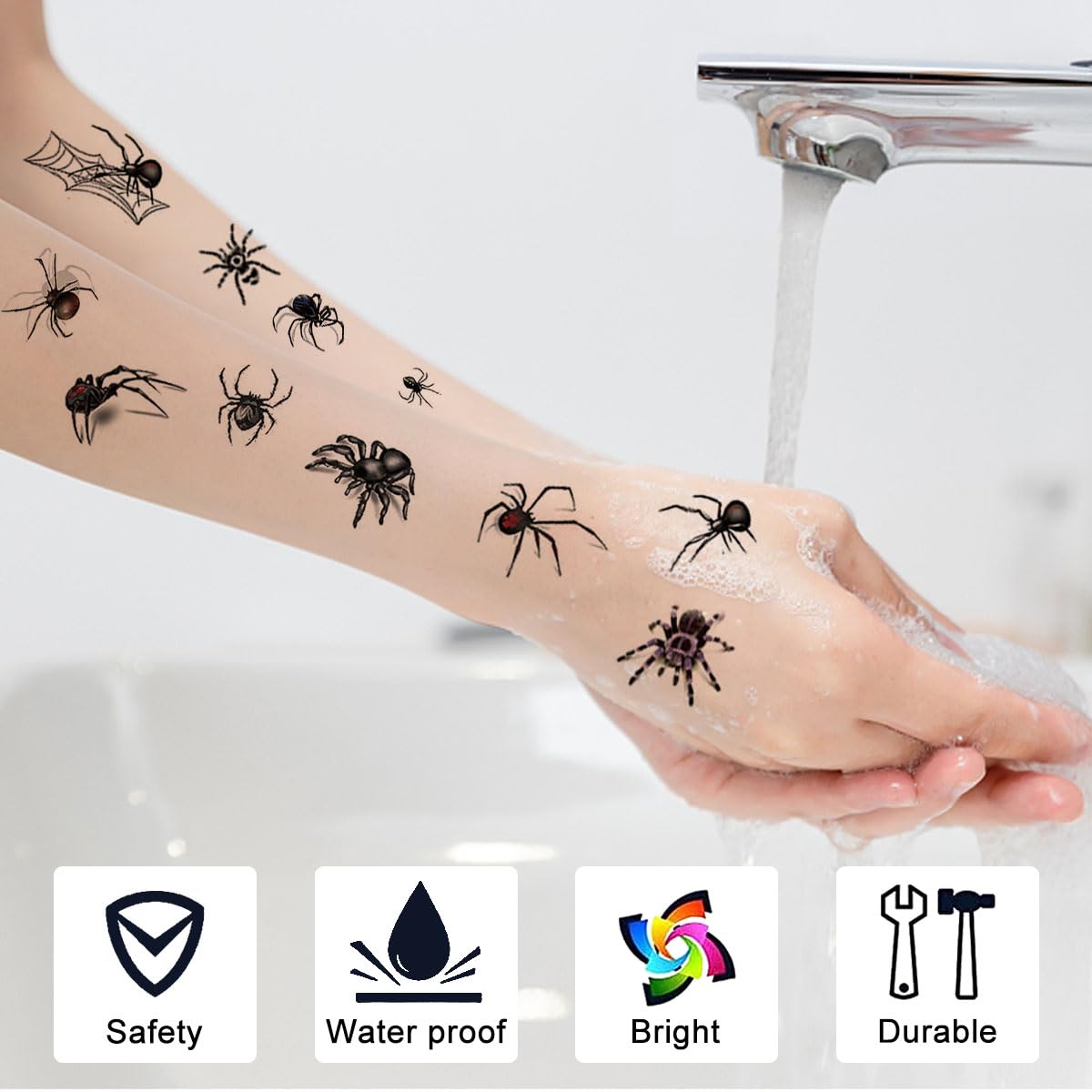 Tatuaggi temporanei eccellenti - Tatuaggi sul viso di Halloween con ragnatele - Italia