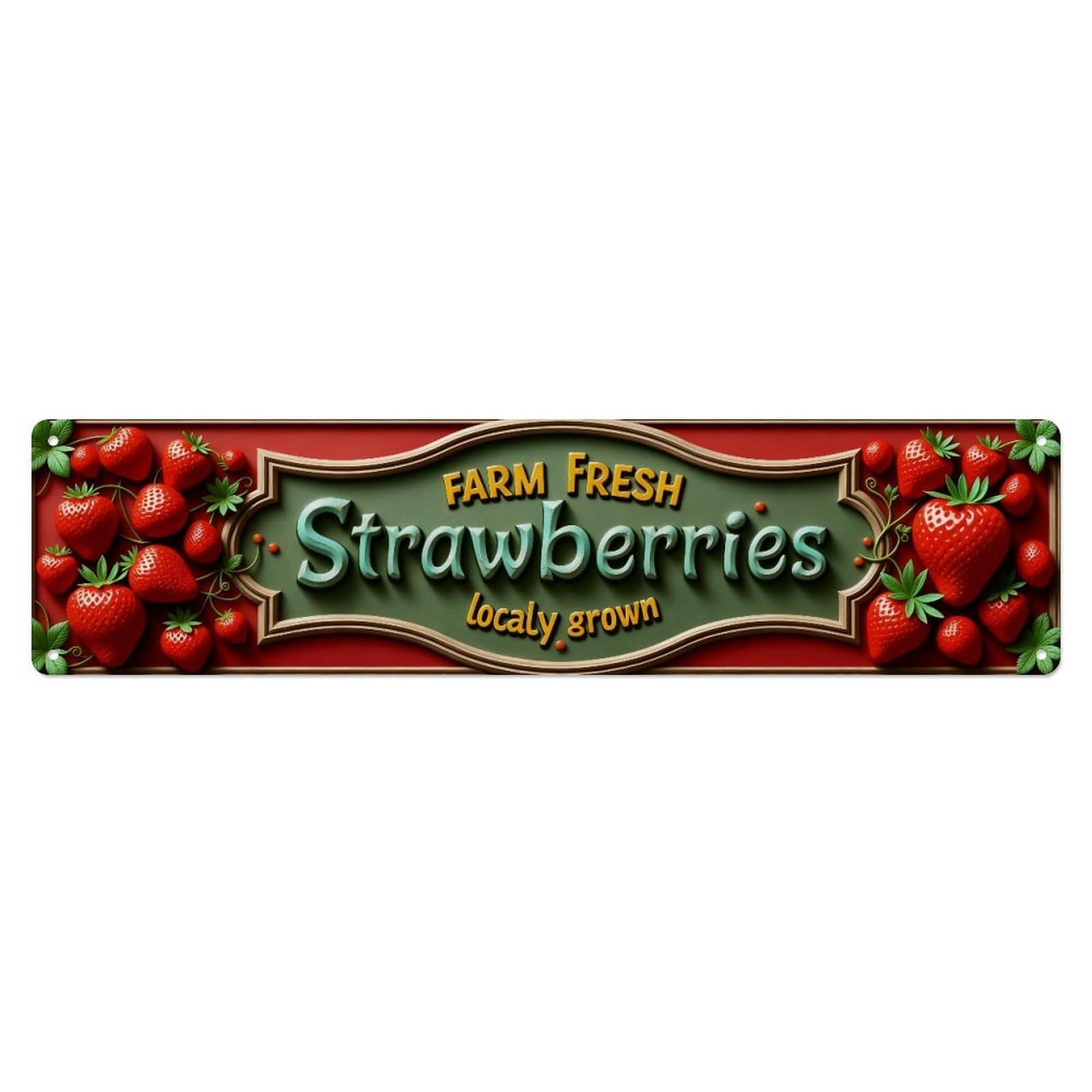 Farm Fresh Strawberries Locally Grown Metal Tin Sign Plaque
