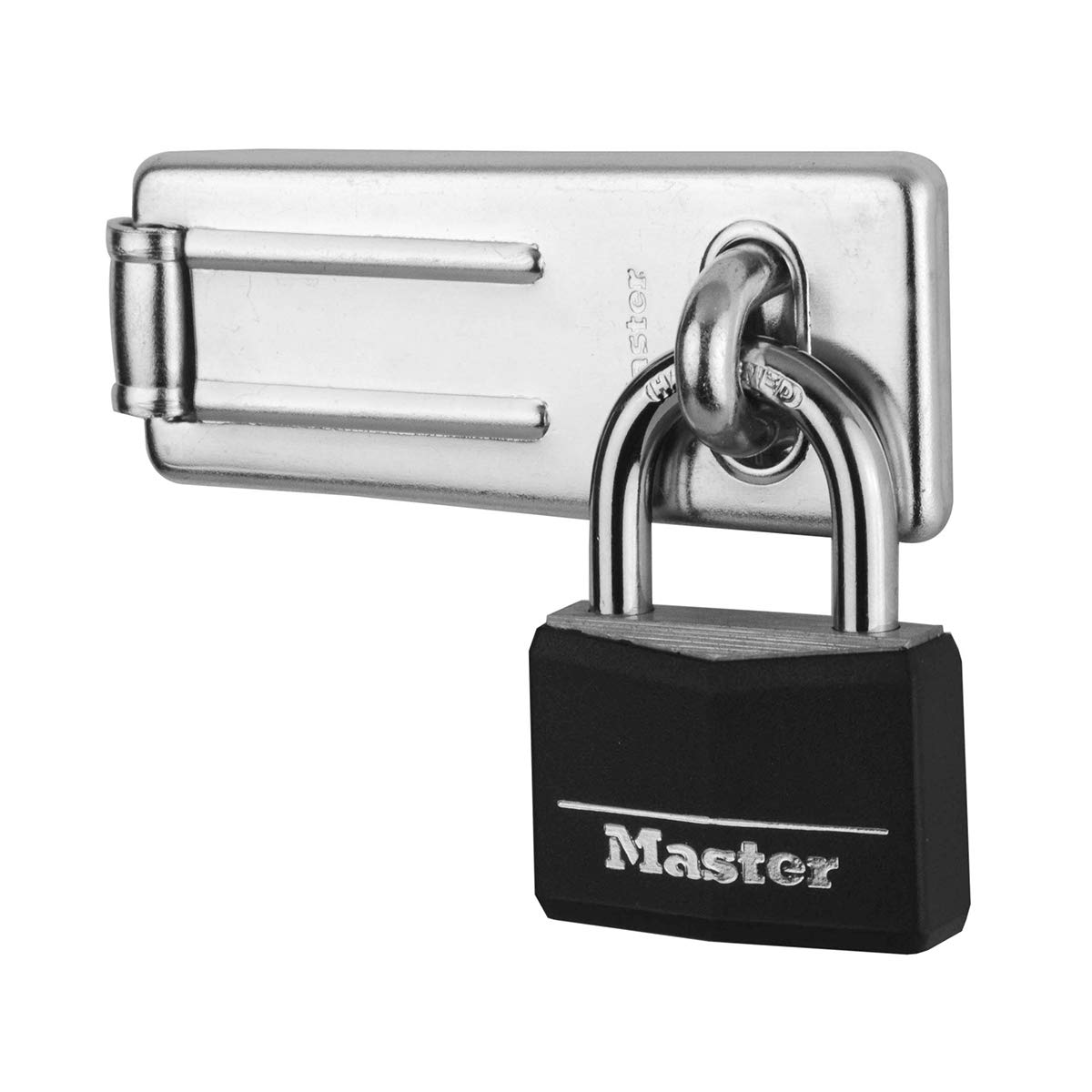 Master Lock Silver 9140703Eurd Pack Including Door Hasp And Keyed Padlock, Black