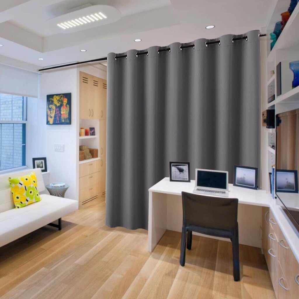 PONY DANCE Extra Wide Long Eyelet Blackout Curtain and Thermal Insulated Room Divider Curtains & Drapes for Bedroom 120 x 96 Inch Energy Saving Privacy Panel for Hotel 1 Piece
