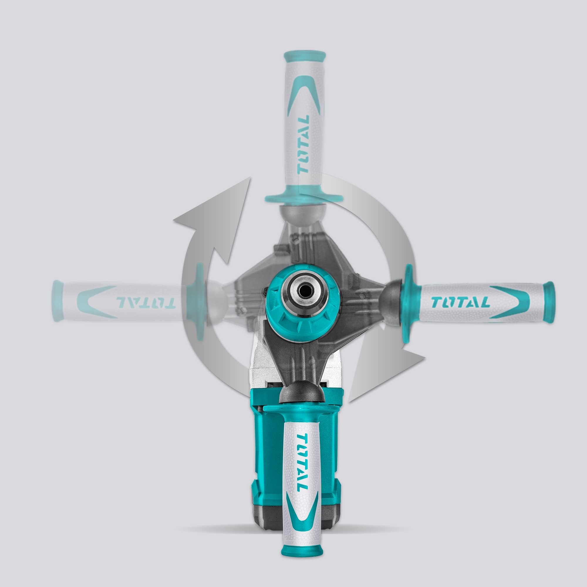 TOTAL - Martillo Combinado de Cable con Potencia de 1500 W - Taladro, Percusión y Picado - Velocidad de 850 rpm - Con 3 Brocas, 2 Cinceles y Escobillas