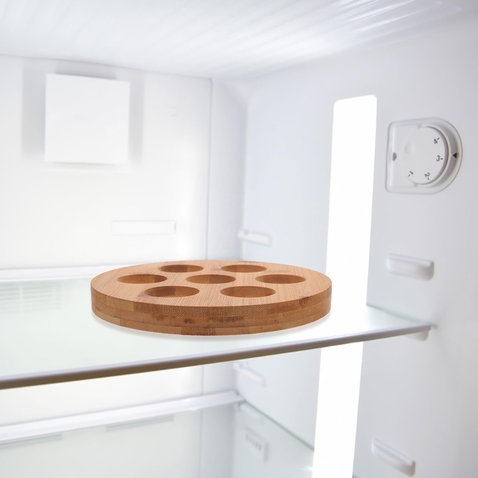 Bandeja de Huevos de Madera de Acacia 7 Agujeros para Refrigerador y Encimera Base Antideslizante, Porta Huevos para Cocina Organizada, Soporte Rústico para Exhibición