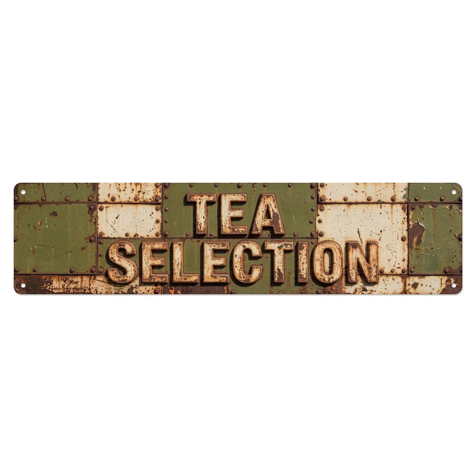 Tea Selection Retro Decor Metal Tin Skinny Sign Plaque Wall Decor for Cafe, Club Bar, Office, Home Garden Metal Poster 4x16Inch