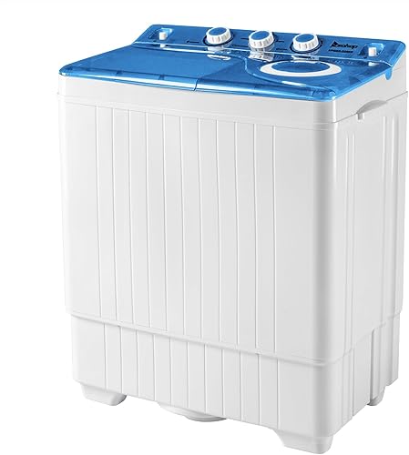 Lavadora portátil de 26 libras, lavadora (18 libras) y giratoria (8 libras), mini lavadora y secadora compacta de doble tina con drenaje de bomba,