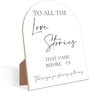 Love Stories Wedding Sign, Minimalist White Arch Sign, Wedding Accessories for Reception, Party Supplies And Decorations for Bridal Shower Activities, Engagement Party, Bachelorette Party, 10