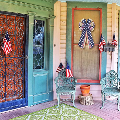 Whaline 2Pcs 4Th Of July Large Wreath Bow 3-Layers Stars And Stripes Farmhouse Bow Independence Day Patriotic Decorative Craft Bow Memorial Day For Indoor Outdoor Bunting Party Door Wall Decoration #TOP5