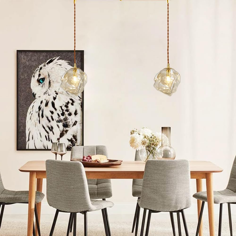 Iluminación colgante de racimo de vidrio, lámpara de techo moderna de latón, lámpara de mesa de comedor, lámpara colgante nórdica para dormitorio, restaurante, cafetería, bar, luces de isla de cocina
