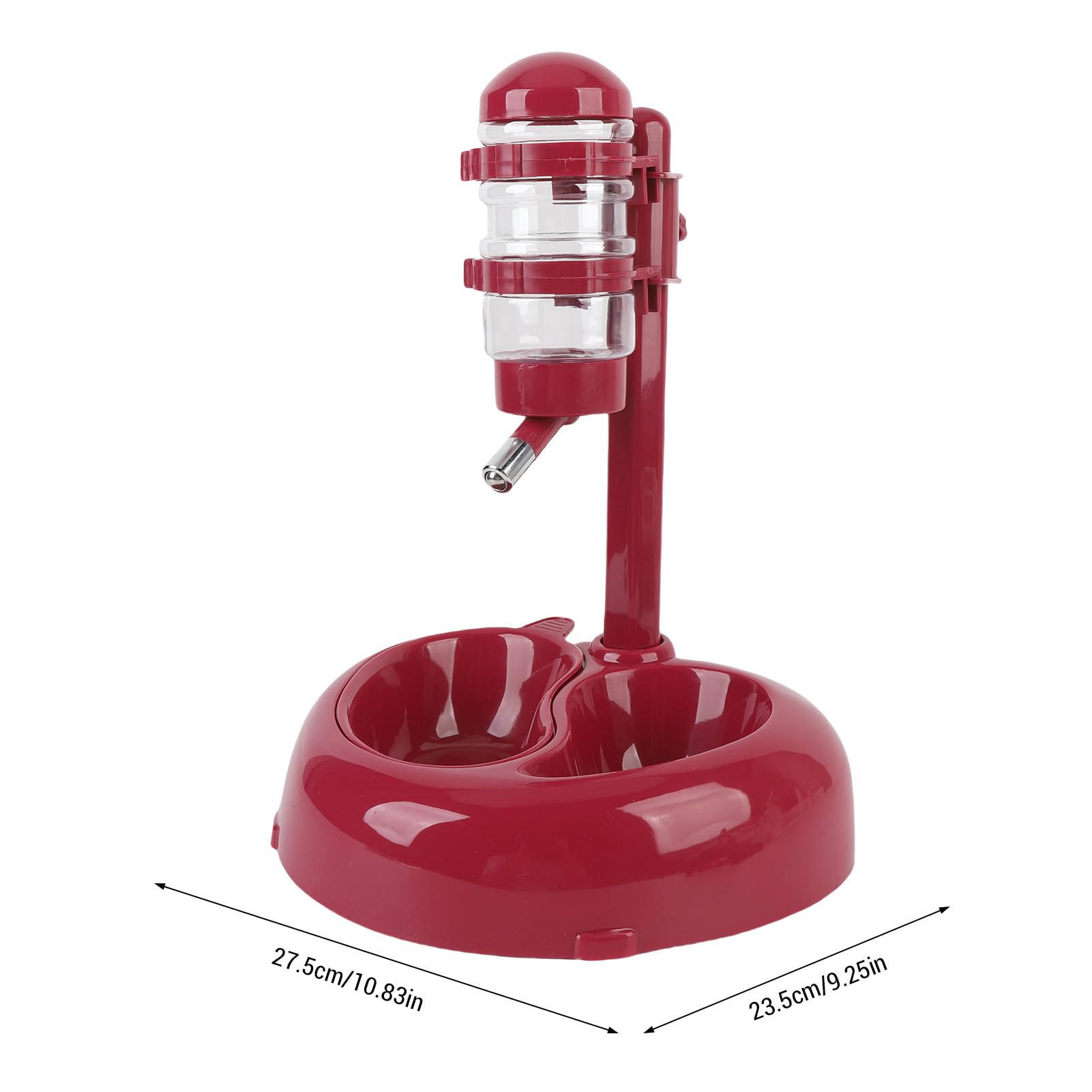Generic Dispensador de Agua de Pie, Botella de Agua para Perros en Forma de Corazón y Tazón de Alimentación de Alimentos, Ajustable de de Automática de, para Hámster de Conejo Gato (Wine Red)