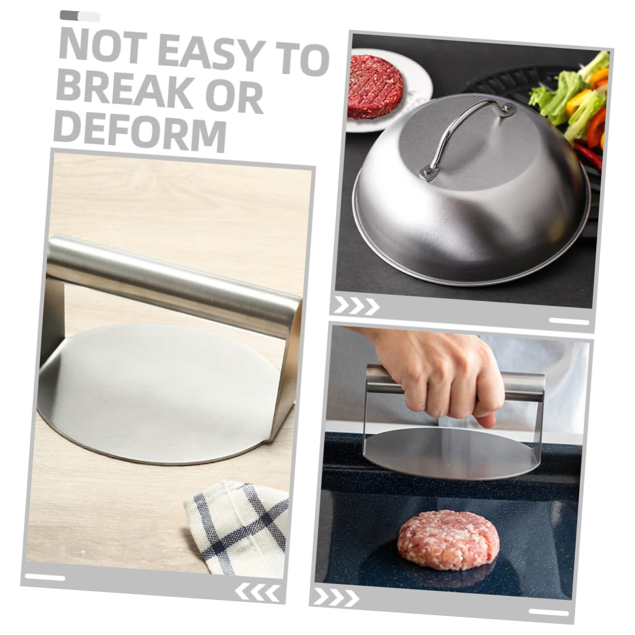 Cabilock Prensa Duradera Acero Inoxidable de Resistente Hamburguesas Tapa y Antiadherente con Herramienta Hacer Filetes para Cocina DIY