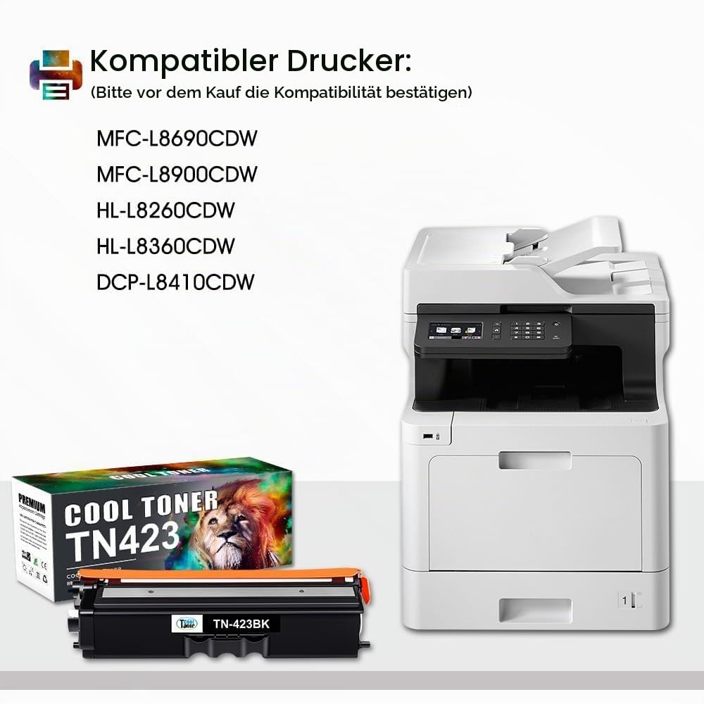 Cool Toner TN423 Tonerkartusche als Ersatz Kompatible für Brother TN-423 TN-423BK TN-421 MFC-L8690CDW MFC L8690CDW DCP-L8410CDW MFC-L8900CDW HL-L8260CDW HL-L8360CDW Schwarz Cyan Gelb Magenta,4er-Pack