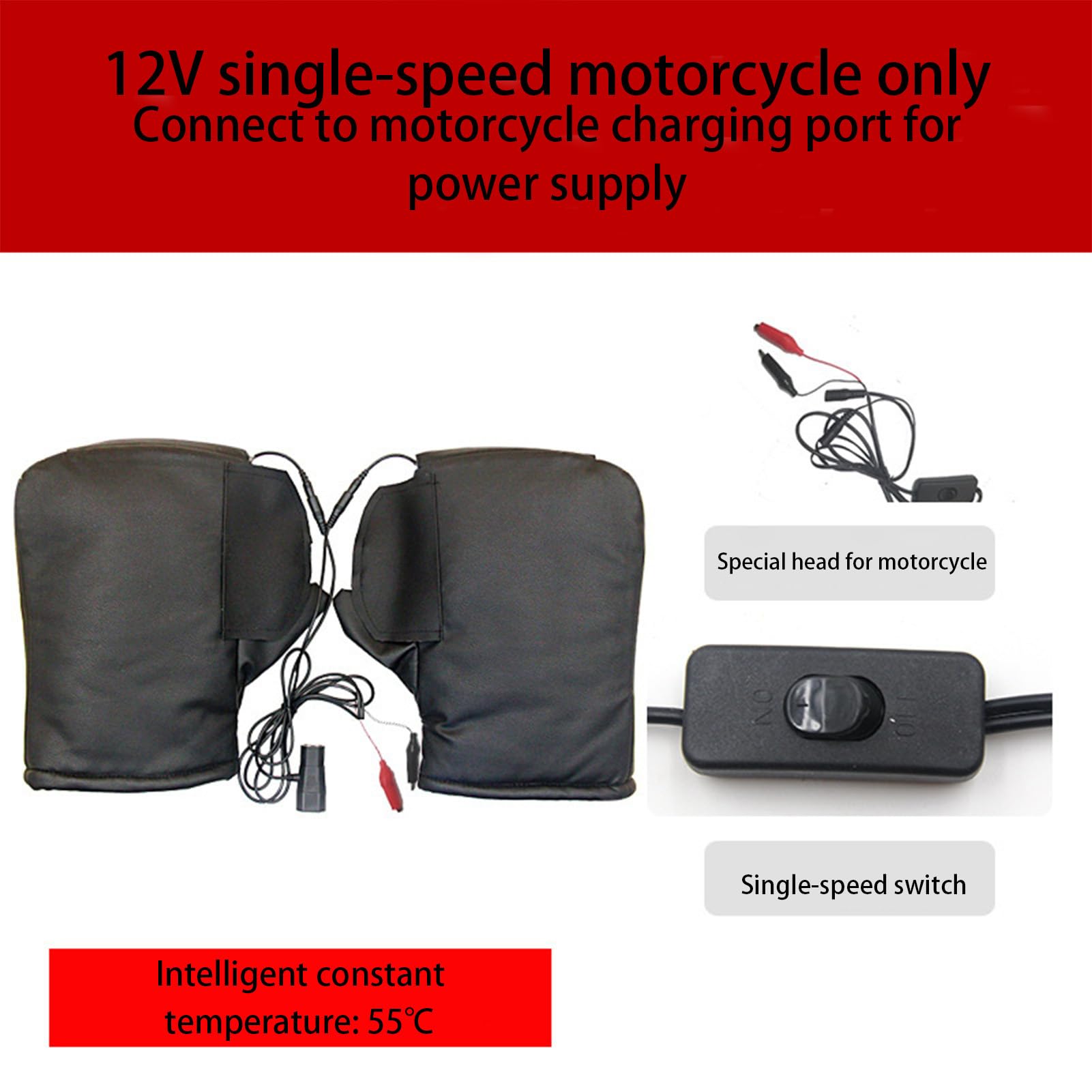 Guanti Per Manubrio Motocicletta Confortevole Termico Elettrico | Inverno ATV Protezione Per Le Mani Muffole Per Uomini Donne Motociclisti Motoslitte Dirt Bike Pendolari Guida Touring