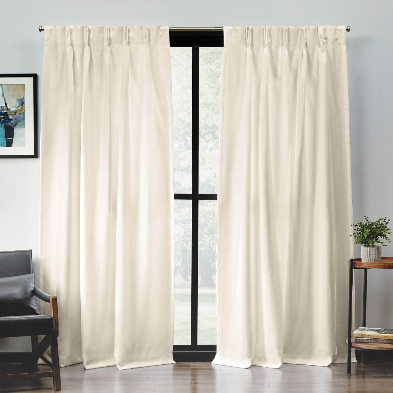 Exclusive Home Curtains Loha PP Light Filtering Pinch Pleat Panel Pair, 27x84, Ivory
