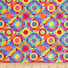 Rainbow Bright Geometric Circles Multi, Fabric by the Yard