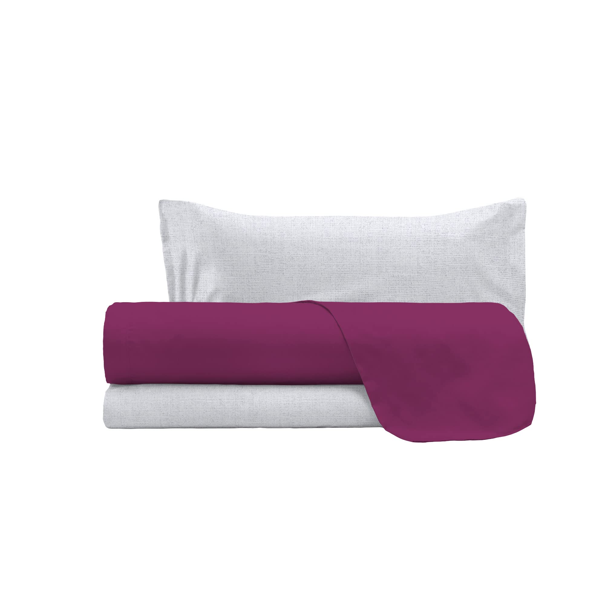 Trend Chic Bed Set 100% Cotton Made in Italy, Single, Fuchsia - Image 4