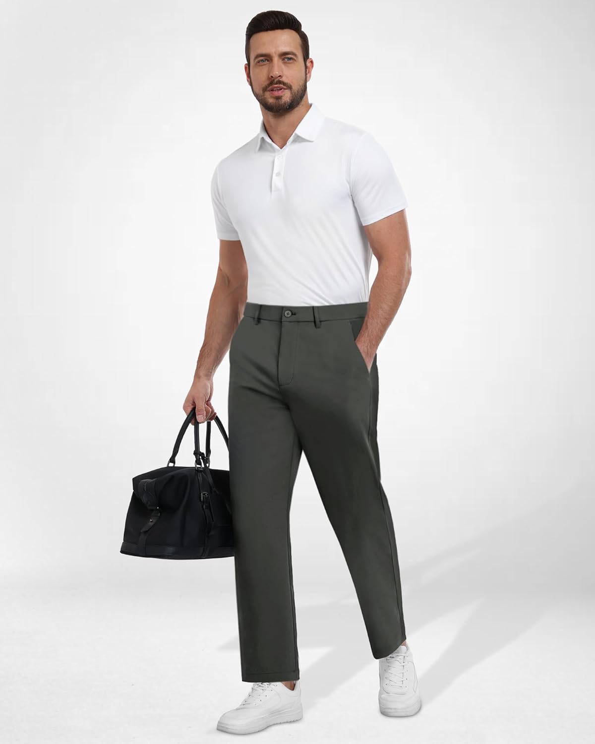 Mens Golf Pants Stretch Dress Casual Pants 28"/30"/32"/34" Quick Dry Lightweight Slacks for Men Trousers with 6 Pockets - Image 6