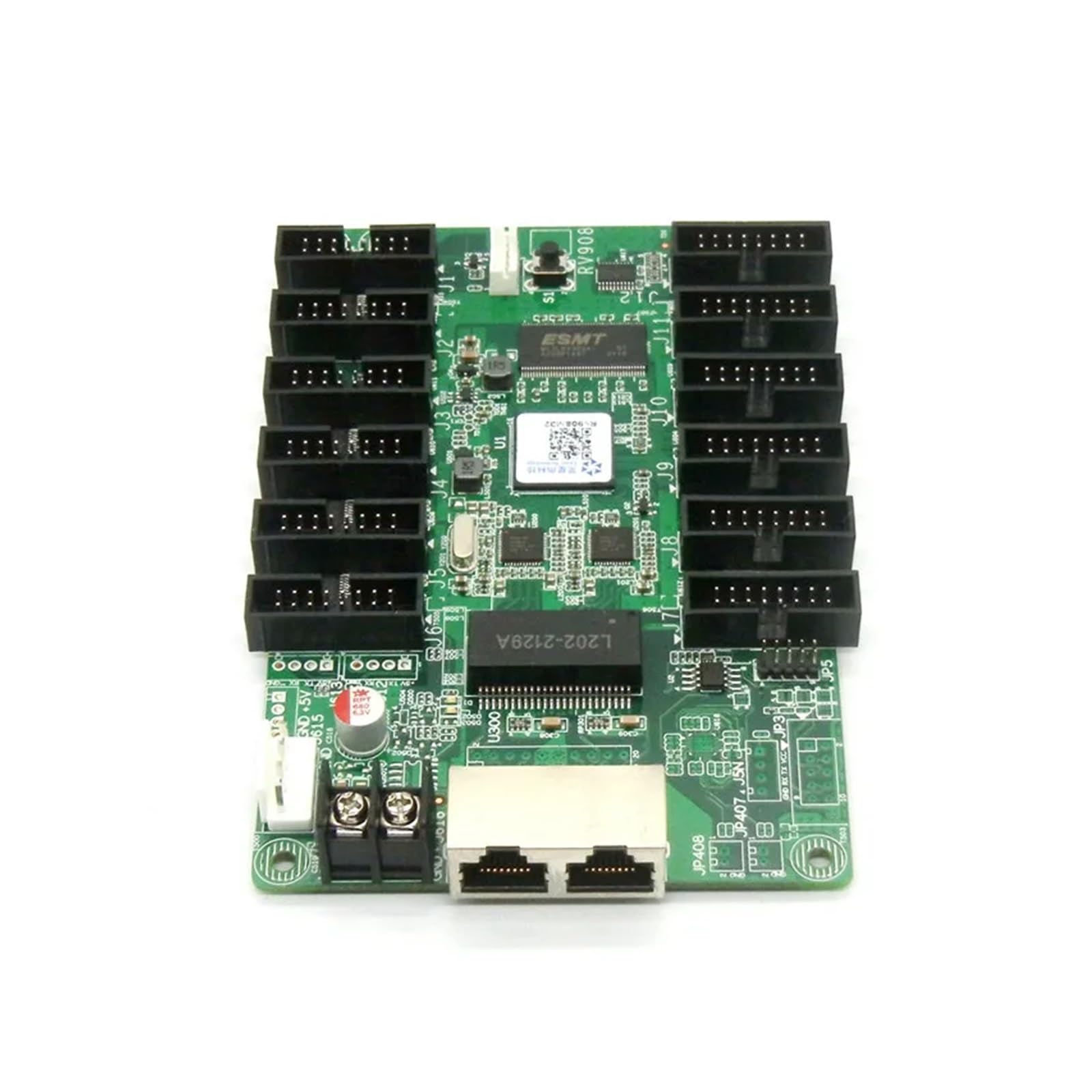 JJKKOZVQF RV908 Full Color RGB Screen Display LED Receiving Card 12*HUB75 Ports LED Video Control Card Drive System RV908M32 RV908M