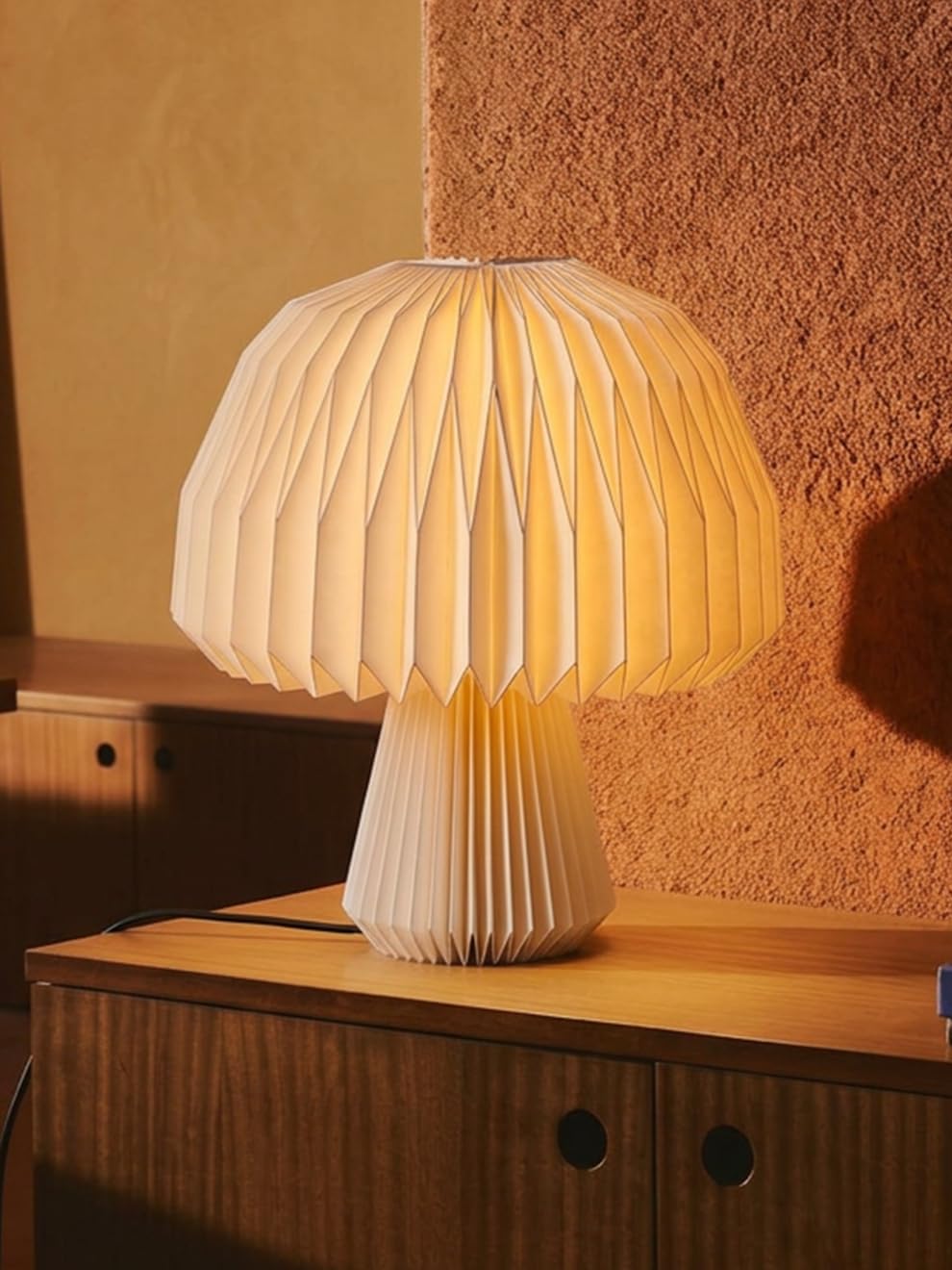 FIG Living Mushroom Origami Table Lamp for Living Room Decoration, Bedroom and Gifting | 25 cm Tall Origami Design Lampshade | Premium Laminated Paper - Dust Resisant-picture-26