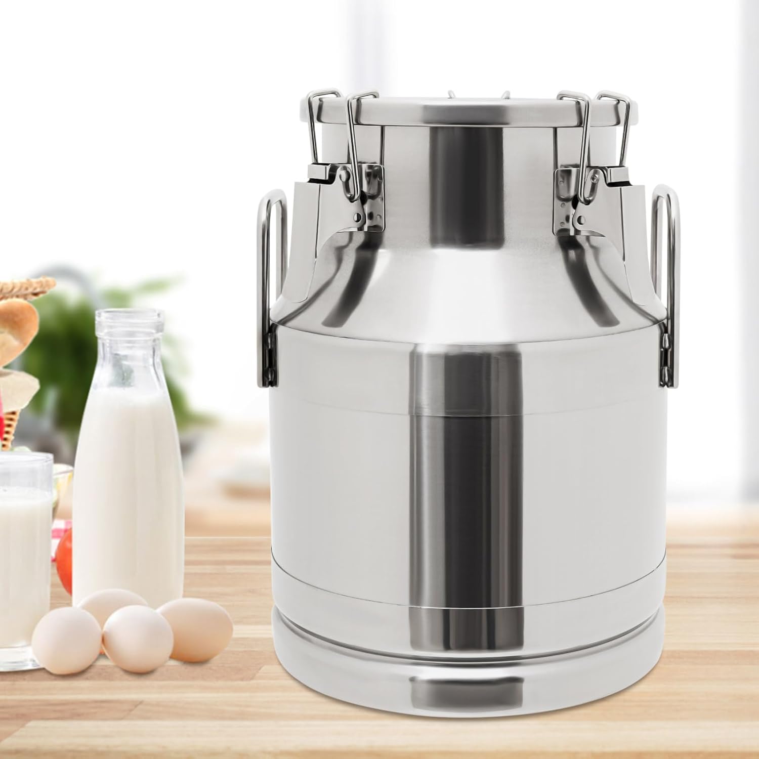10L/12L/40L Gallon Stainless Steel Milk Can, Milk Can Wine Milk Bucket Wine Pail Bucket Milk Can Tote Jug liquid Container Storage with Sealed Lid (10L)