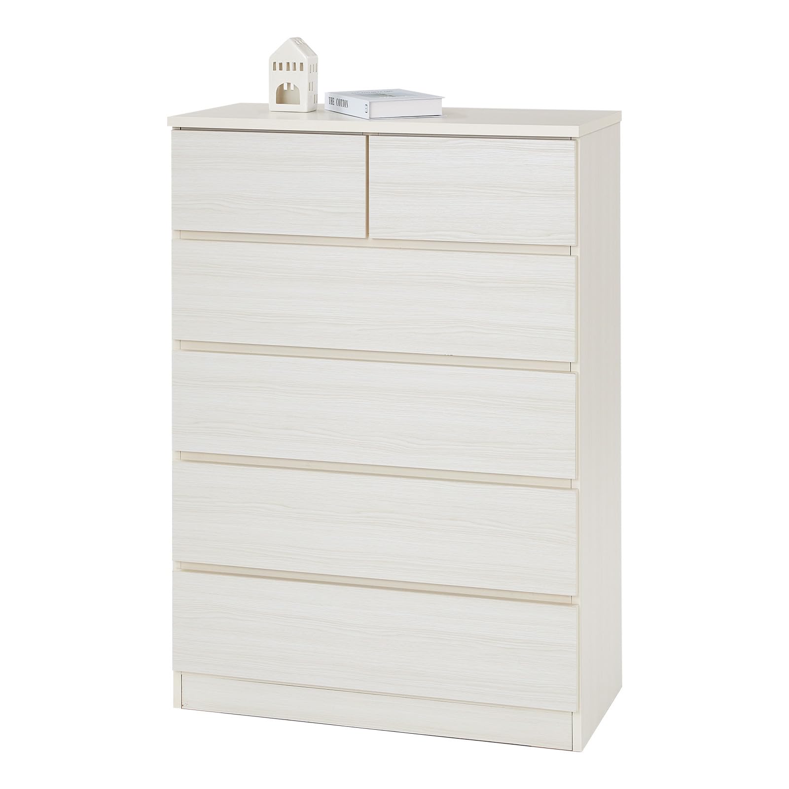 ロウヤ　大川家具 6段チェスト ホワイト/ナチュラル Amazon｜LOWYA ロウヤ 収納ボックス チェスト 日本製 完成品 大川家具