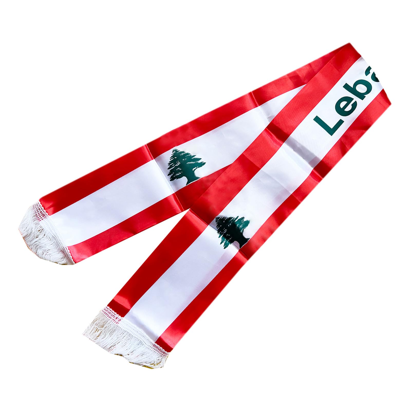 Zkydhbd Women's White Digital Print Lebanon Flags Scarf Long Sash Scarf Men Party Gathering Scarf Lebanese Sash Scarf For Weddings