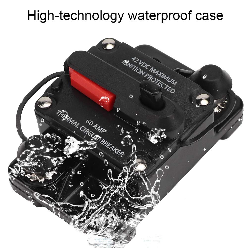 Interruttore Automatico 12V, Blocco Fusibile Amplificatore Impermeabile Fusibile Automatico Resettabile per Auto Fusibile di Recupero Automatico (60A)