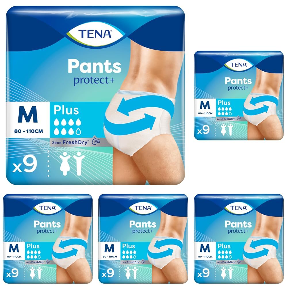 TENA Pants Plus - Sous-vêtements Incontinence - Taille M - 9 Unités (Lot de 5)