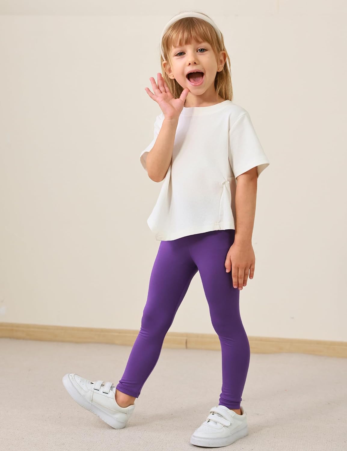 Toddler Girls Leggings 2-Pack Bamboo Viscose Little Girls Casual Stretch Pants