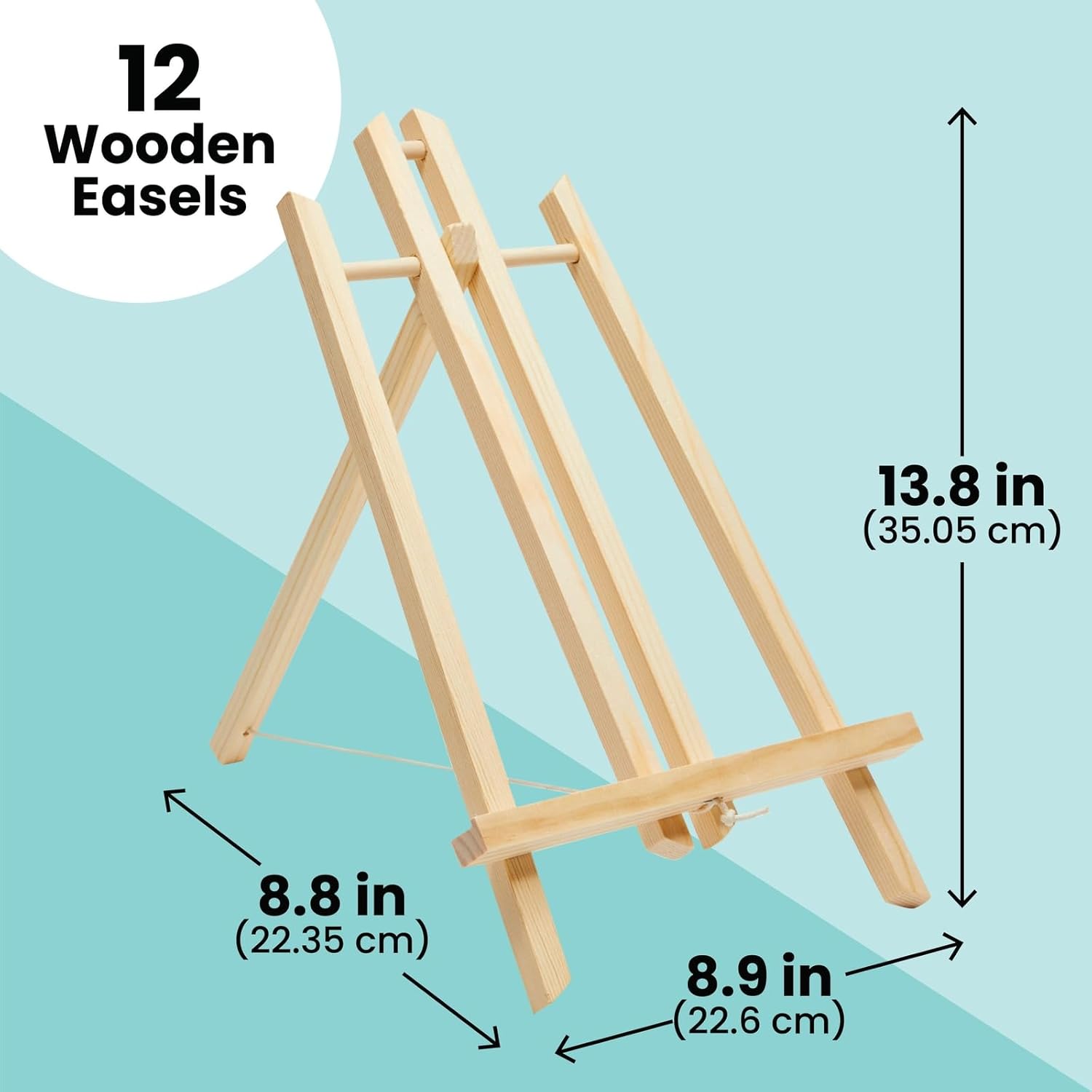 Juvale Easel Stand for Sign & Painting - 12-Pack, Brown Wood, 8.9 x 8.8 x 13.8 in - Foldable A-Frame & Tabletop Easels for Classroom Decor & Paint Party