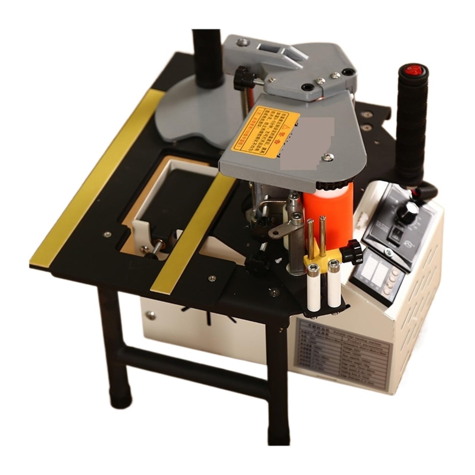 Desktop Woodworking Edge Banding Machine 1200W Automatic Belt Break Mode Double Side Gluing 2-6m/min Portable Bander Tools Speed and Efficiency Improvement(B Bander)