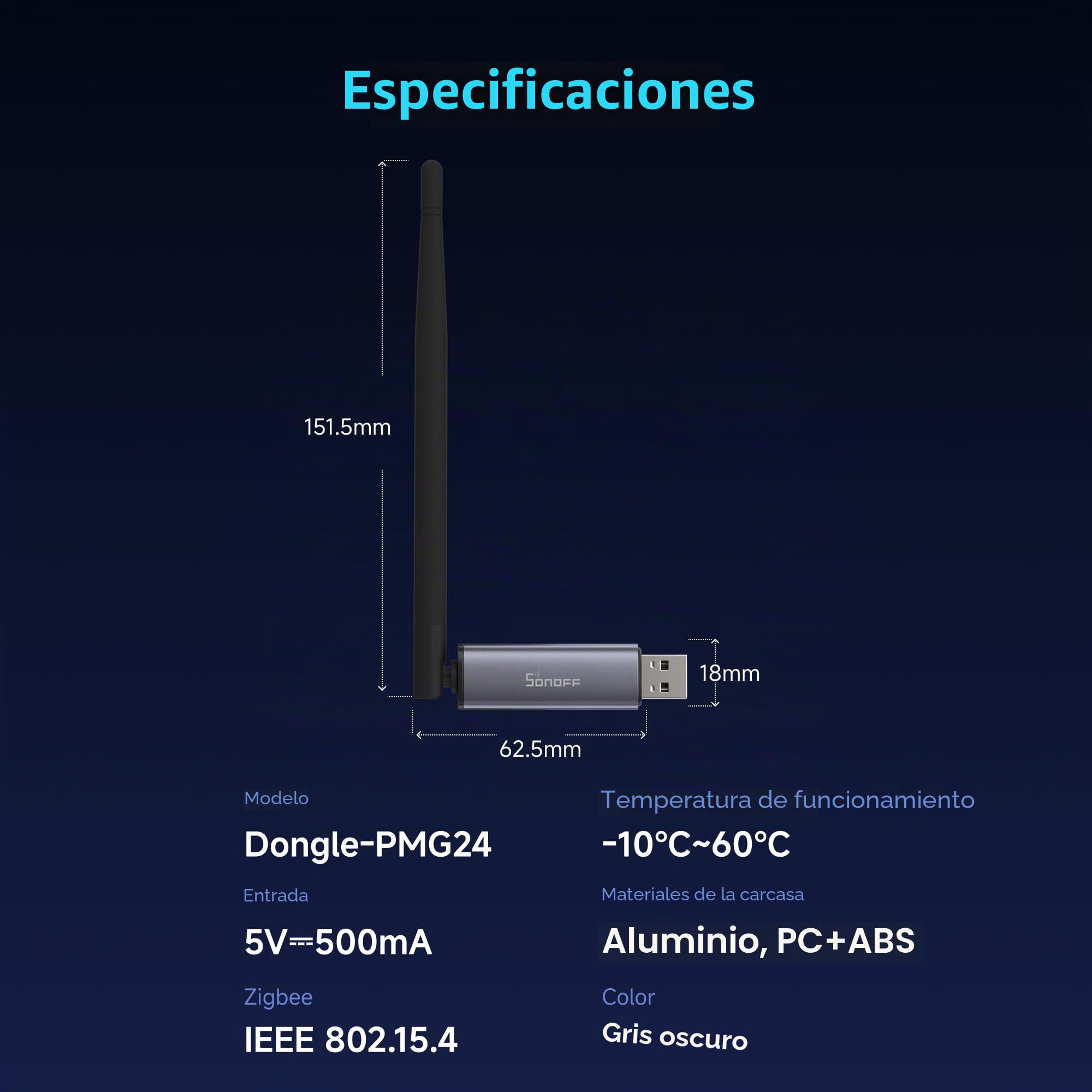 SONOFF Zigbee 3.0 USB Dongle Plus MG24, coordinador y enrutador Zigbee con Chip EFR32MG24, Antena 3dBi, Compatible con Home Assistant, Zigbee2MQTT, openHAB
