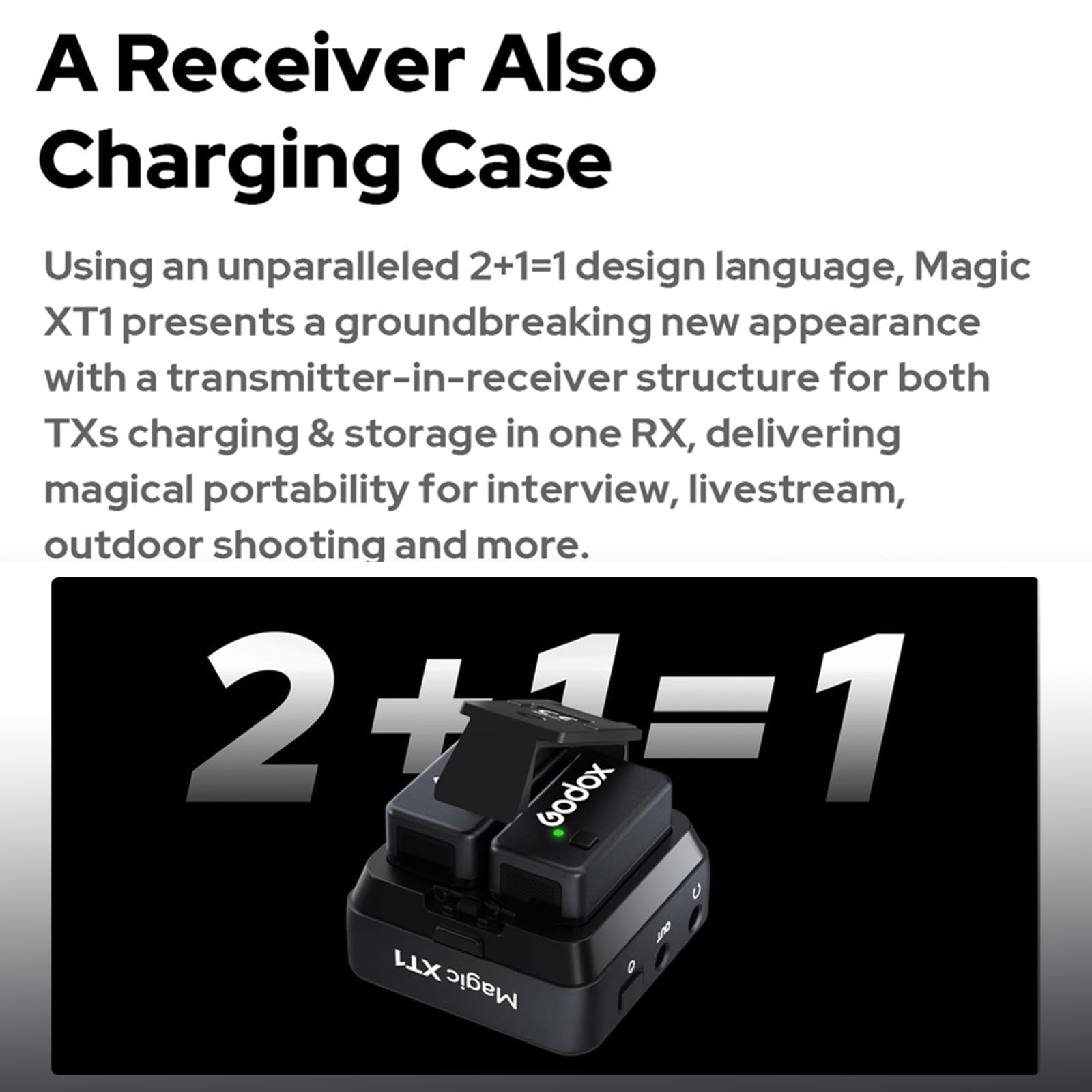 Godox Magic XT1 Micrófono Lavalier Inalámbrico - Alimentación Y Memoria Integrada, Pantalla Táctil OLED, Audio De 48 Khz/24 bits, Micrófono Inalámbrico 2.4g para Cámaras Smartphone Pc Tiktok Youtube