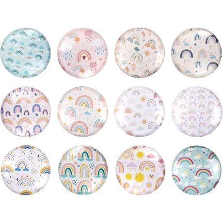 12-Pack Glass Rainbow Refrigerator Magnets