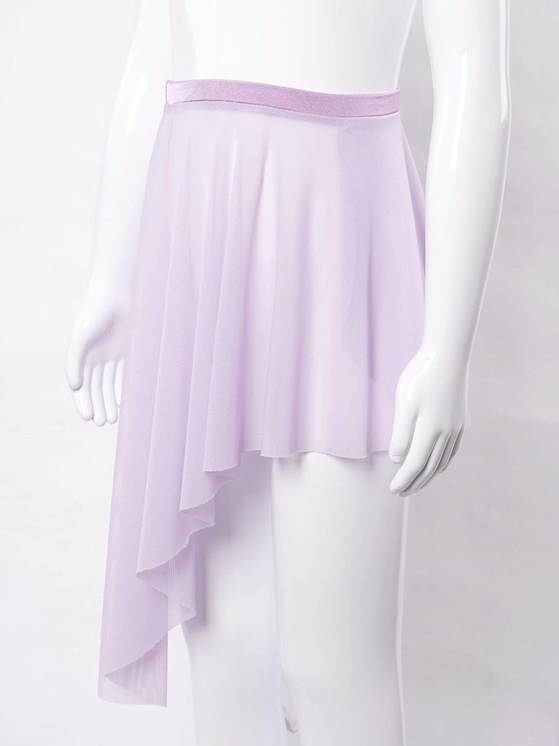 Ballet Dance Sheer Mesh Skirt for Girls Kids Irreguar Pull On Circular Skirt Skate Over Scarf Pleated Skirt Lavender 4-5
